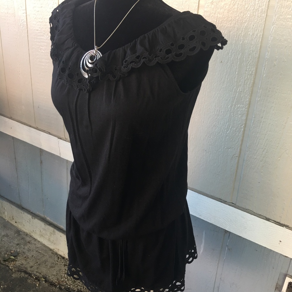 💰Black sleeveless roughly collar waste tie dress - Picture 3 of 7